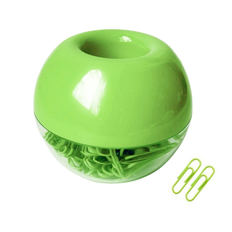 Supfoxer Lime Green Magnetic Paper Clip Holderï¼Œ100pcs Paper Clips 28mm(1.1") Cute Office Supplies for Desk Organizer - Image 1